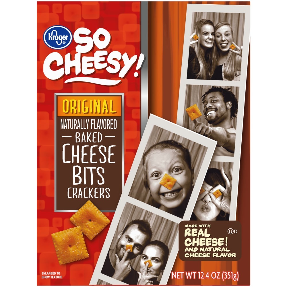 slide 1 of 1, Kroger So Cheesy Original Baked Cheese Bits Crackers, 12.4 oz