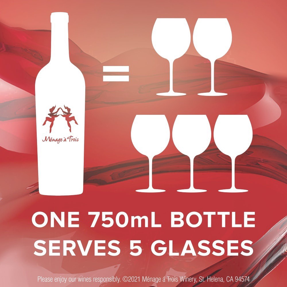 slide 2 of 14, Menage a Trois Sultry California Red Wine, 750 ml Glass Bottle, 9.5% ABV, 750 ml