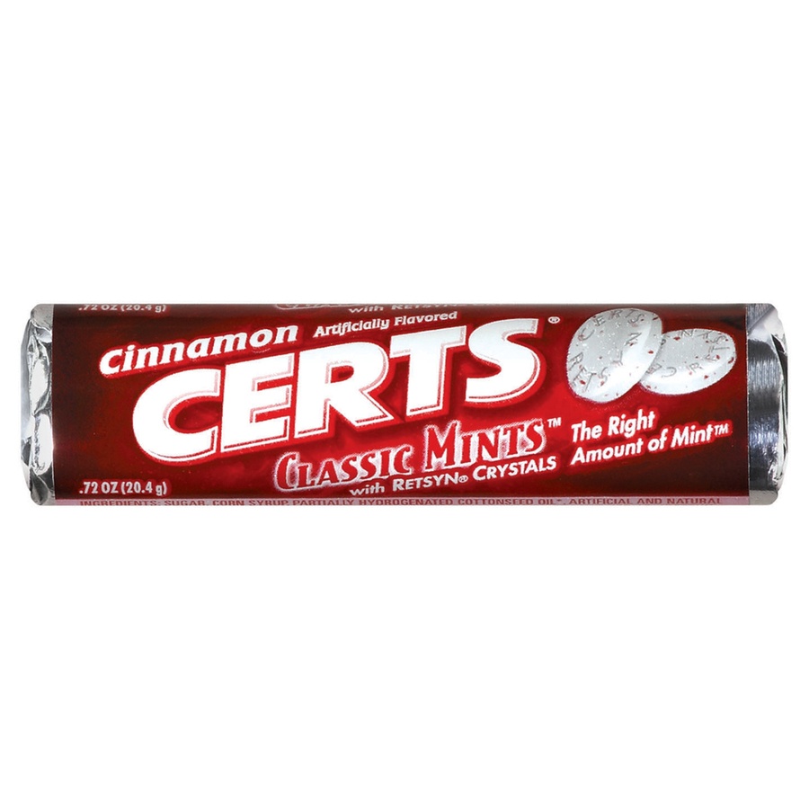 slide 1 of 1, Certs Cinnamon Classic Mints 0.72 Oz. Roll, 1 ct