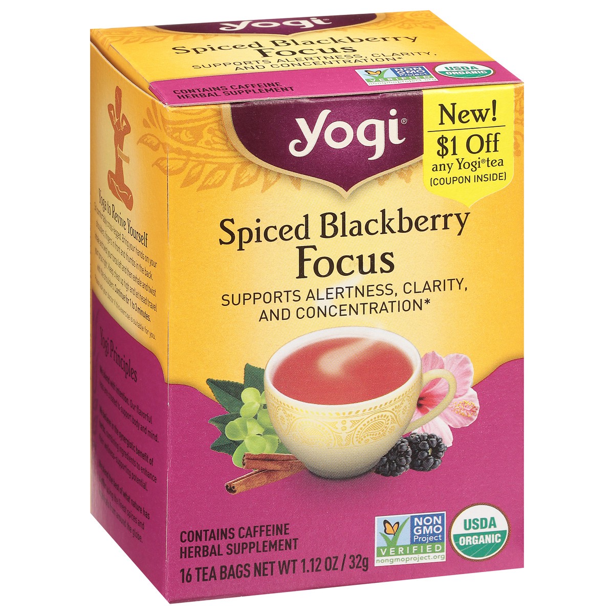slide 6 of 9, Yogi Tea Bags Spiced Blackberry Focus 16 Tea Bags, 16 ct