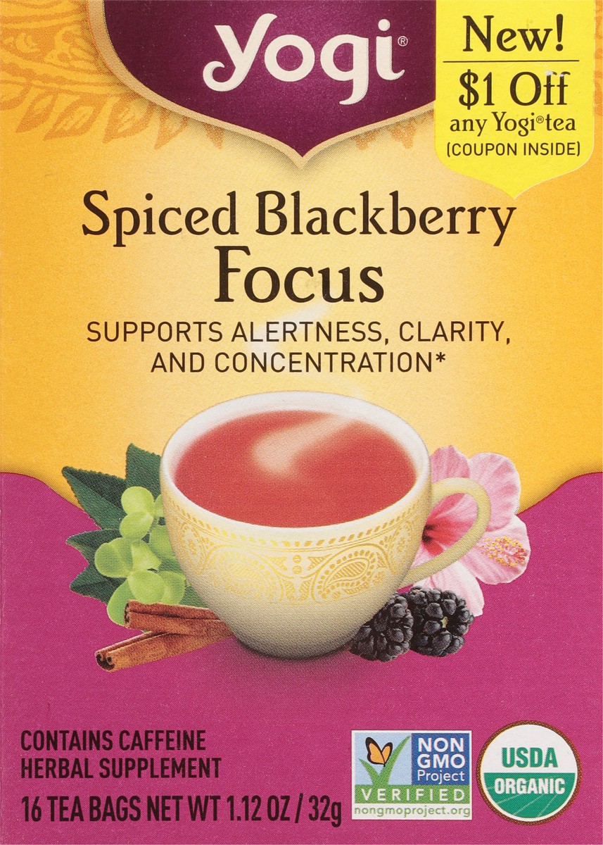 slide 9 of 9, Yogi Tea Bags Spiced Blackberry Focus 16 Tea Bags, 16 ct