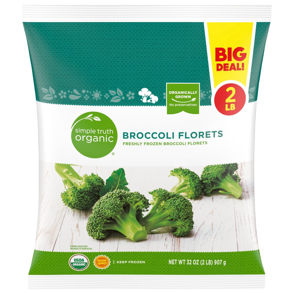 slide 1 of 2, Simple Truth Organic Broccoli Florets, 32 oz