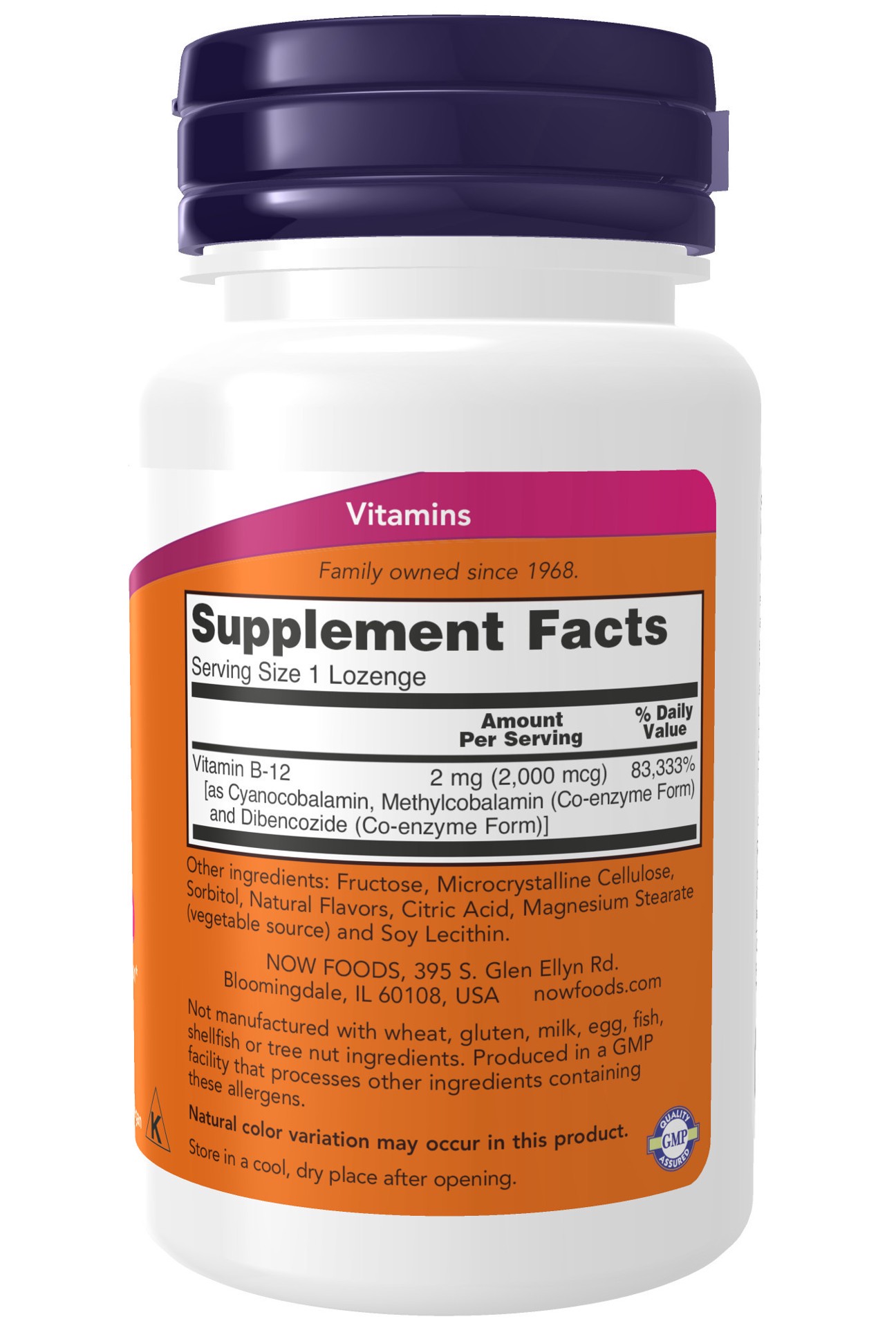 slide 3 of 4, NOW Supplements Vitamin B-12 2,000 mcg - 100 Lozenges, 100 ct
