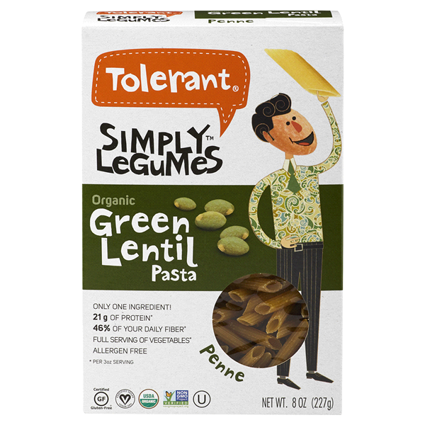 slide 1 of 1, Tolerant Green Lentil Penne, 8 oz