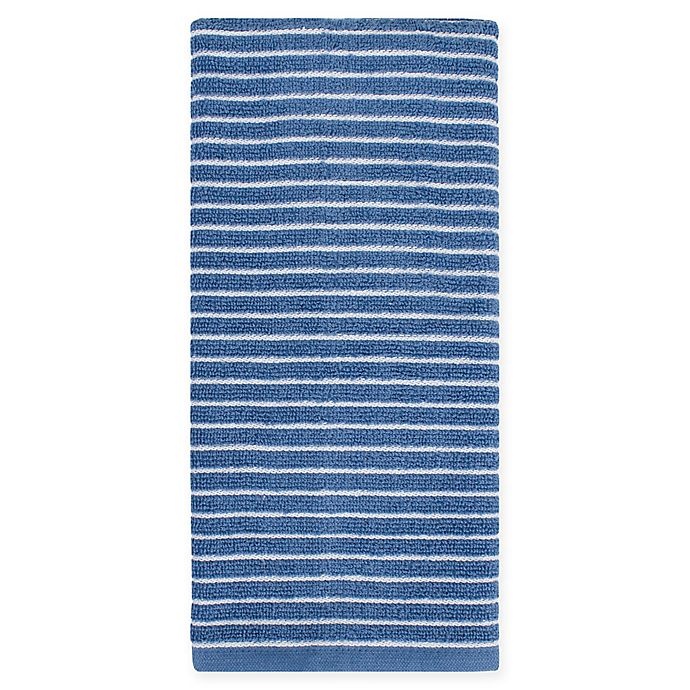 slide 1 of 1, KitchenSmart Colors Horizontal Stripe Kitchen Towel - French Blue, 1 ct