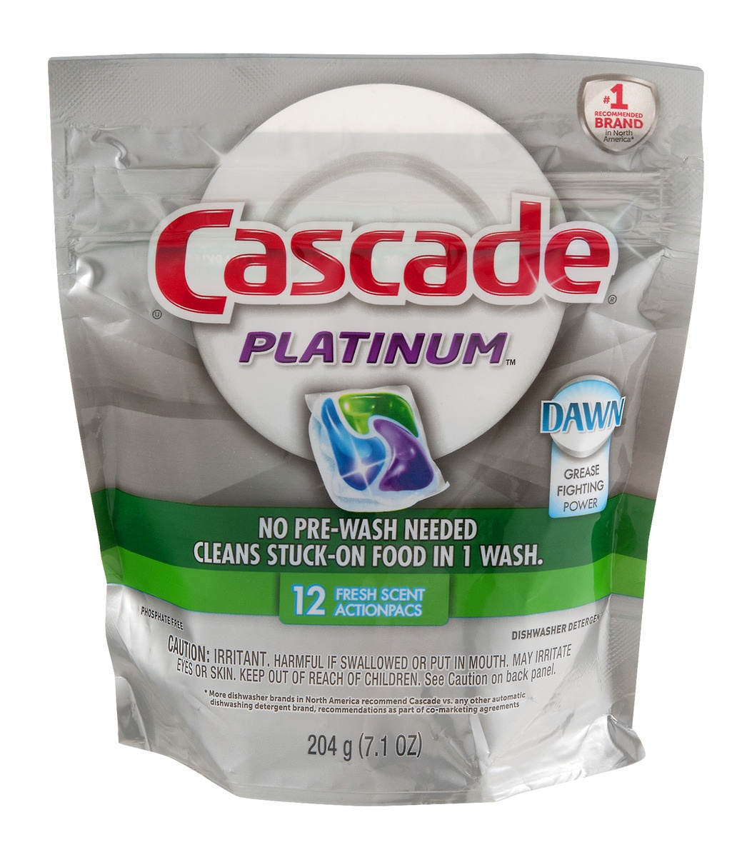 slide 1 of 1, Cascade Platinum Actionpacs Fresh Scent Dishwasher Detergent, 12 ct