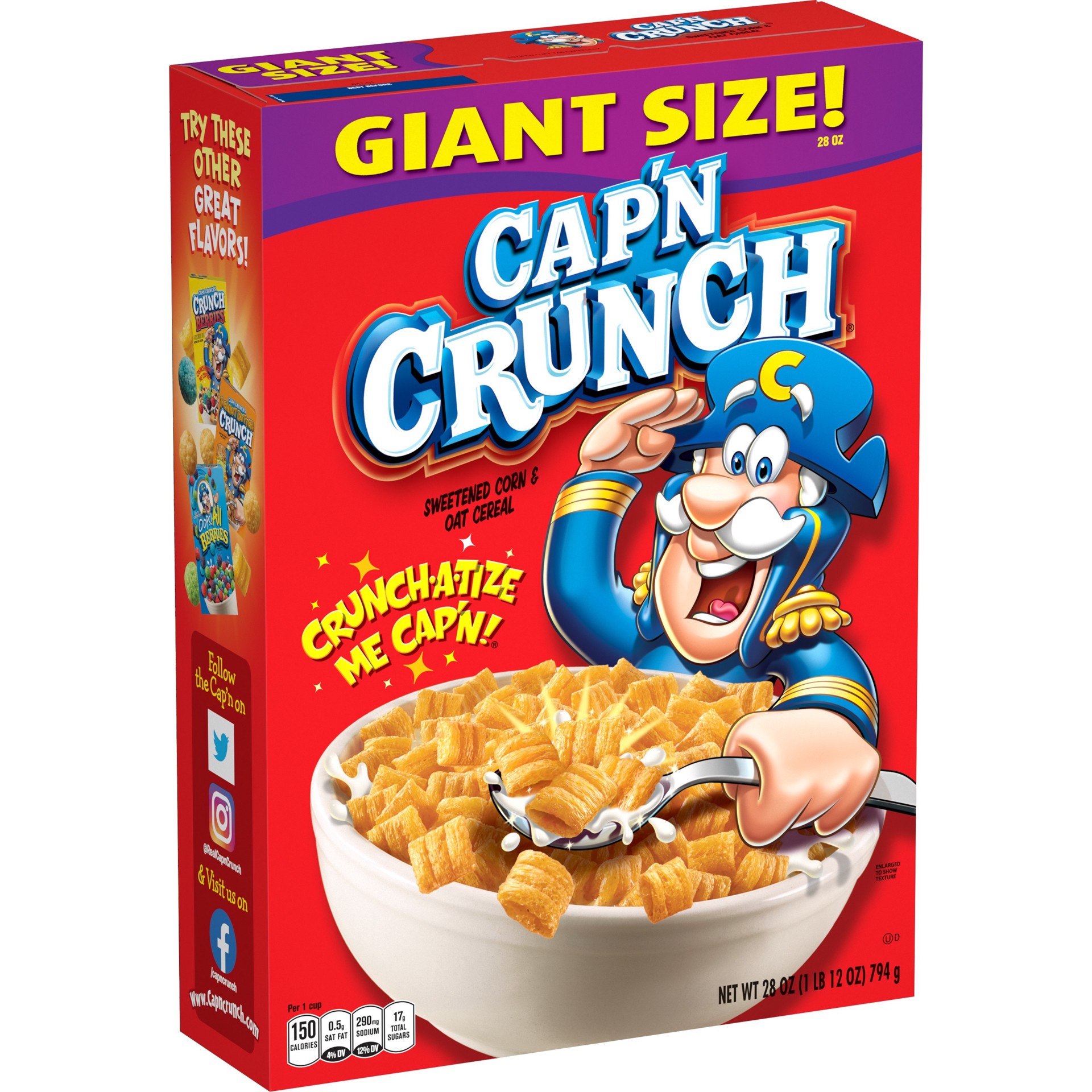 slide 1 of 7, Cap'n Crunch Sweetened Corn & Oat Cereal 28 Oz, 28 oz