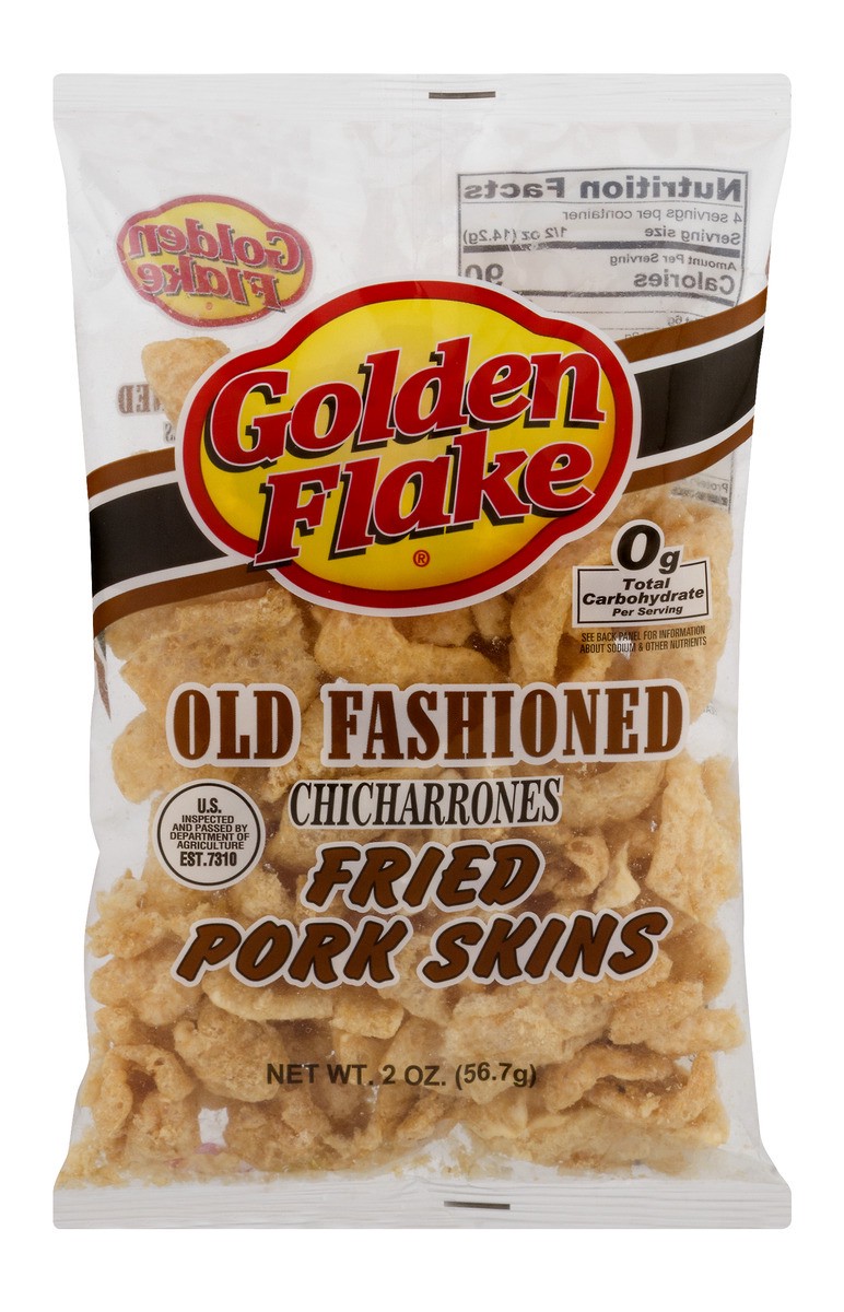 slide 1 of 11, Golden Flake Old Fashioned Chicharrones Fried Pork Skins, 2 oz