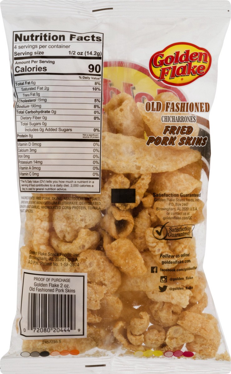 slide 5 of 11, Golden Flake Old Fashioned Chicharrones Fried Pork Skins, 2 oz