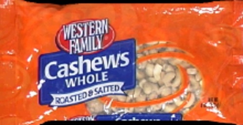 slide 1 of 1, Western Family Cashews Whole Salted, 8 oz