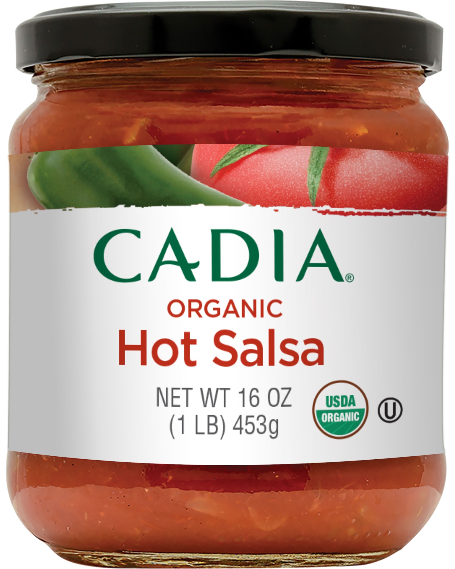 slide 1 of 1, Cadia Organic Hot Salsa, 16 oz