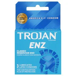 Trojan ENZ Premium Lubricated Latex Condoms - 3 count