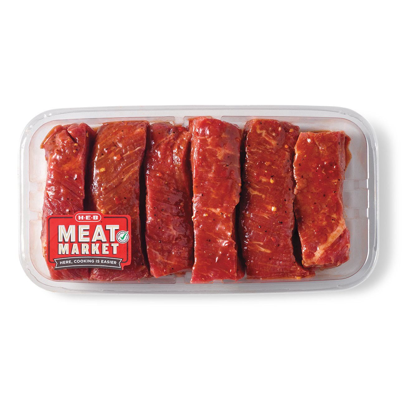 slide 1 of 1, H-E-B Meat Market Marinated Boneless Texas-Style Beef Ribs - Chile Lime, per lb