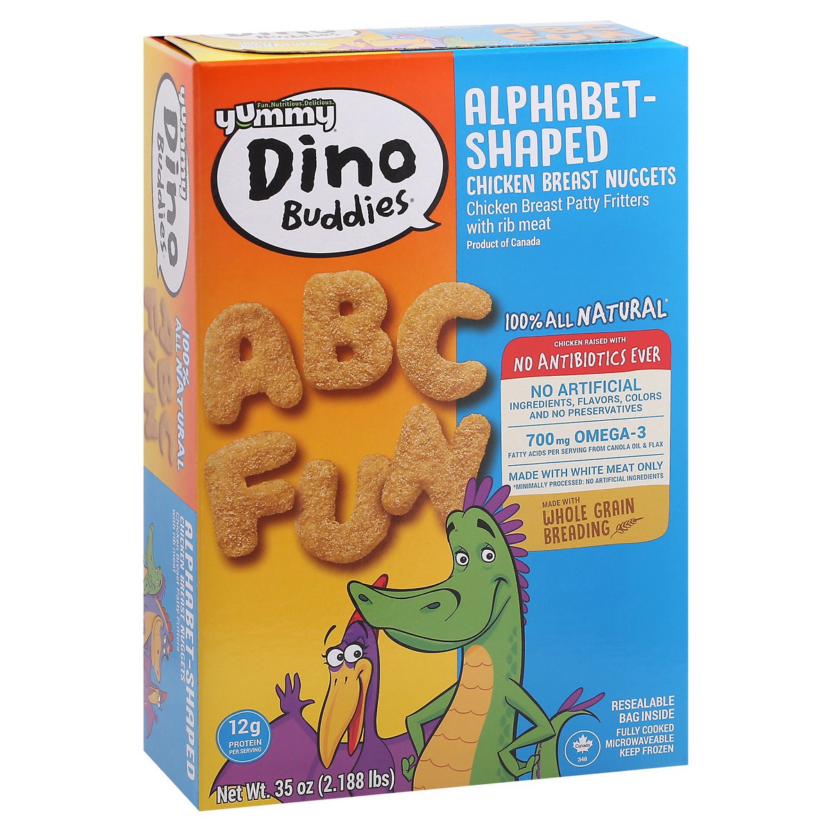 slide 6 of 9, Dino Buddies Yummy Alphabet-Shaped Chicken Breast Nuggets, 35 oz, 35 oz