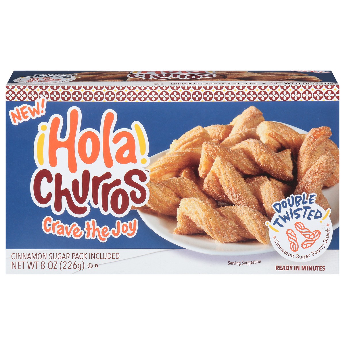 slide 1 of 12, Hola Churros! Double Twisted Cinnamon Sugar Pastry Snack 8 oz, 8 oz
