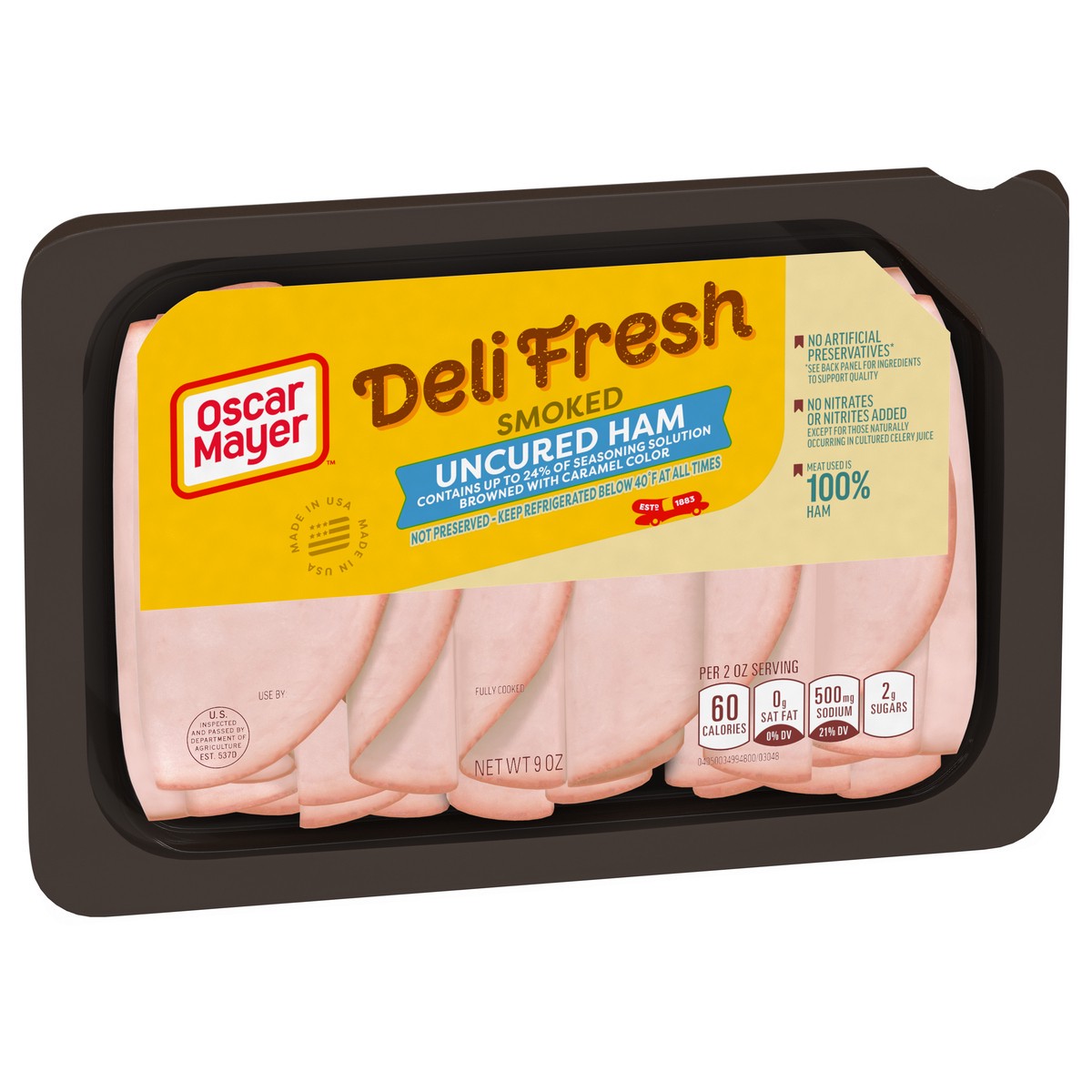 slide 6 of 9, Oscar Mayer Deli Fresh Smoked Uncured Ham Sliced Lunch Meat, 9 oz. Tray, 9 oz