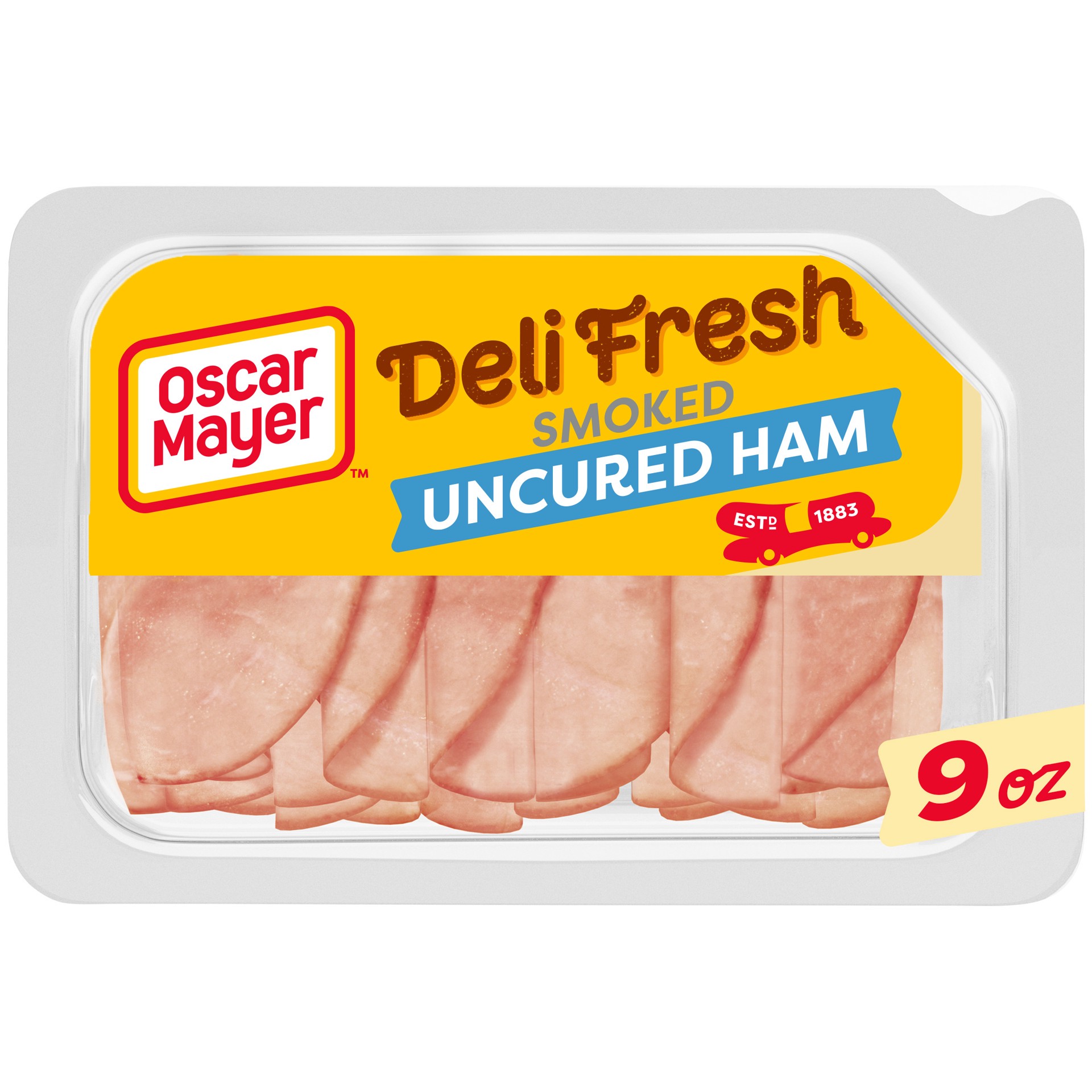 slide 1 of 5, Oscar Mayer Deli Fresh Smoked Uncured Ham Sliced Lunch Meat, 9 oz. Tray, 9 oz