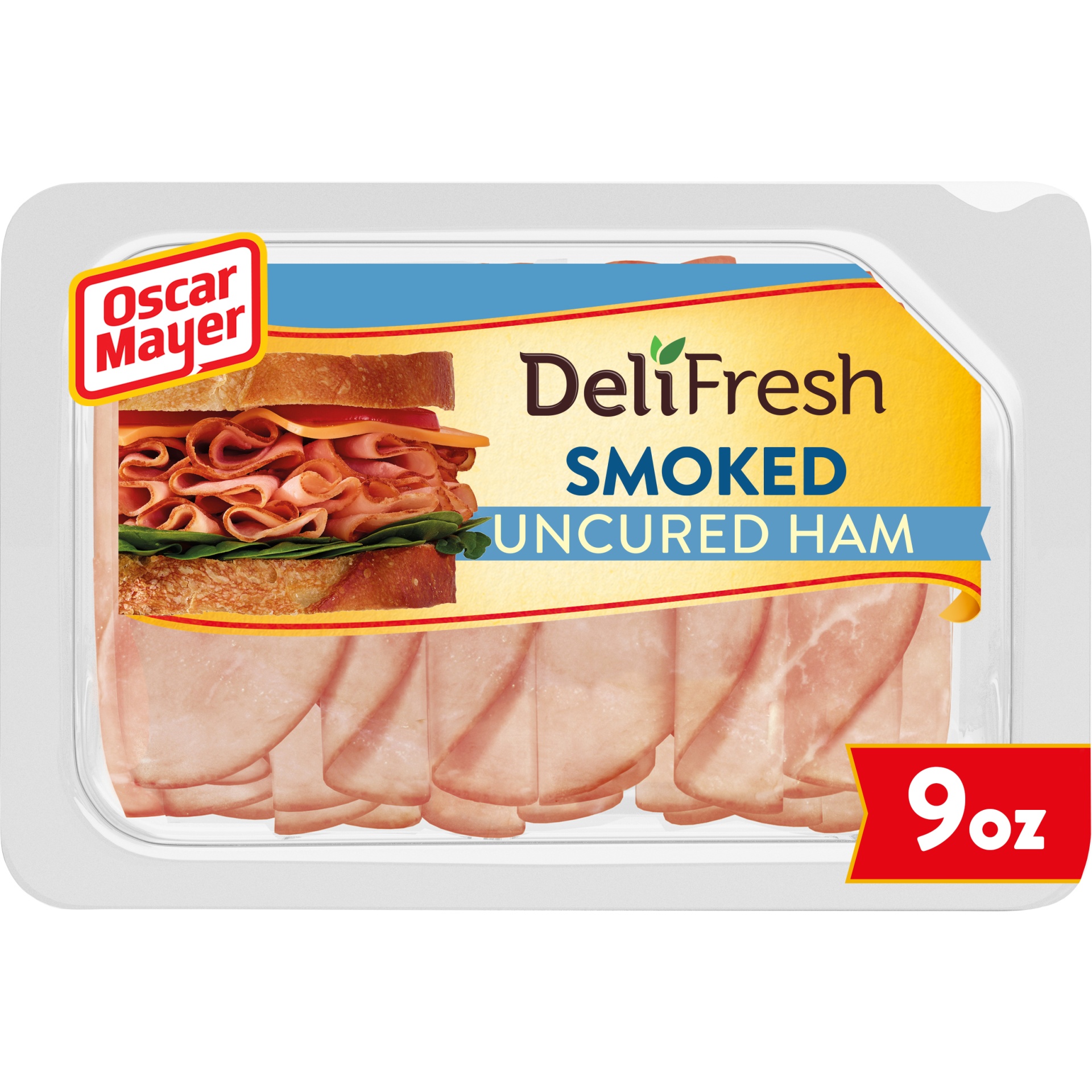 slide 1 of 9, Oscar Mayer Deli Fresh Smoked Uncured Ham Sliced Lunch Meat Tray, 9 oz