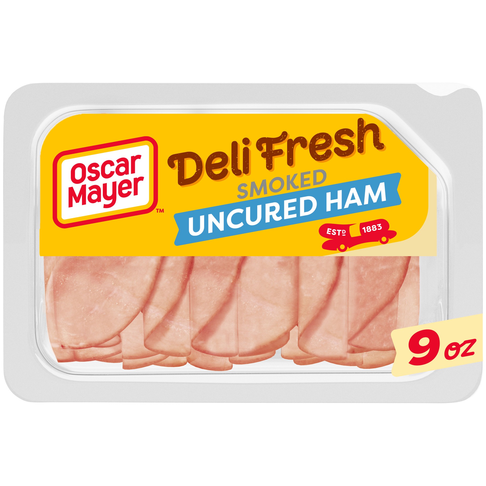 slide 1 of 9, Oscar Mayer Deli Fresh Smoked Uncured Ham Sliced Lunch Meat, 9 oz. Tray, 9 oz