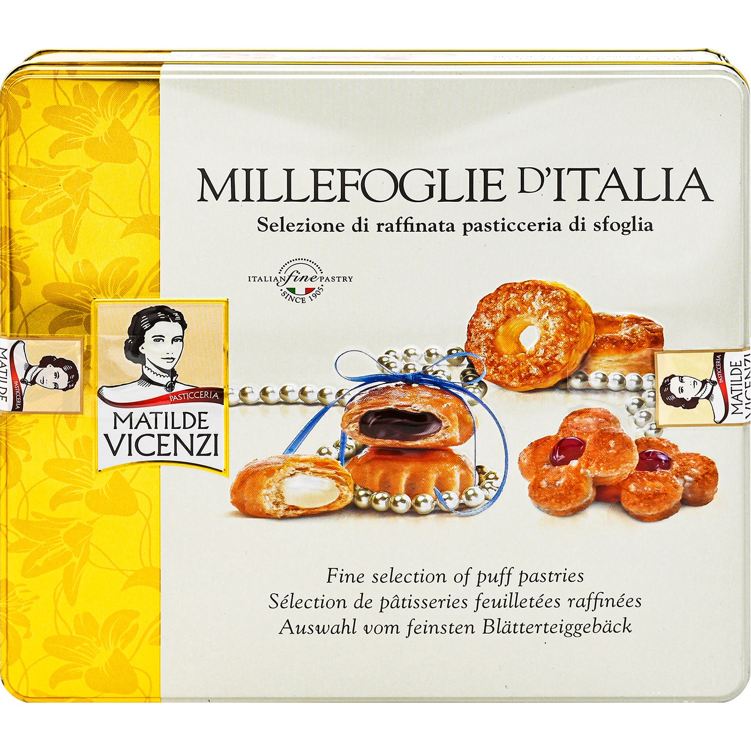 slide 1 of 1, Vicenzi Millefoglie D'Italia Puff Pastry Cookies Tin, 8.47 oz