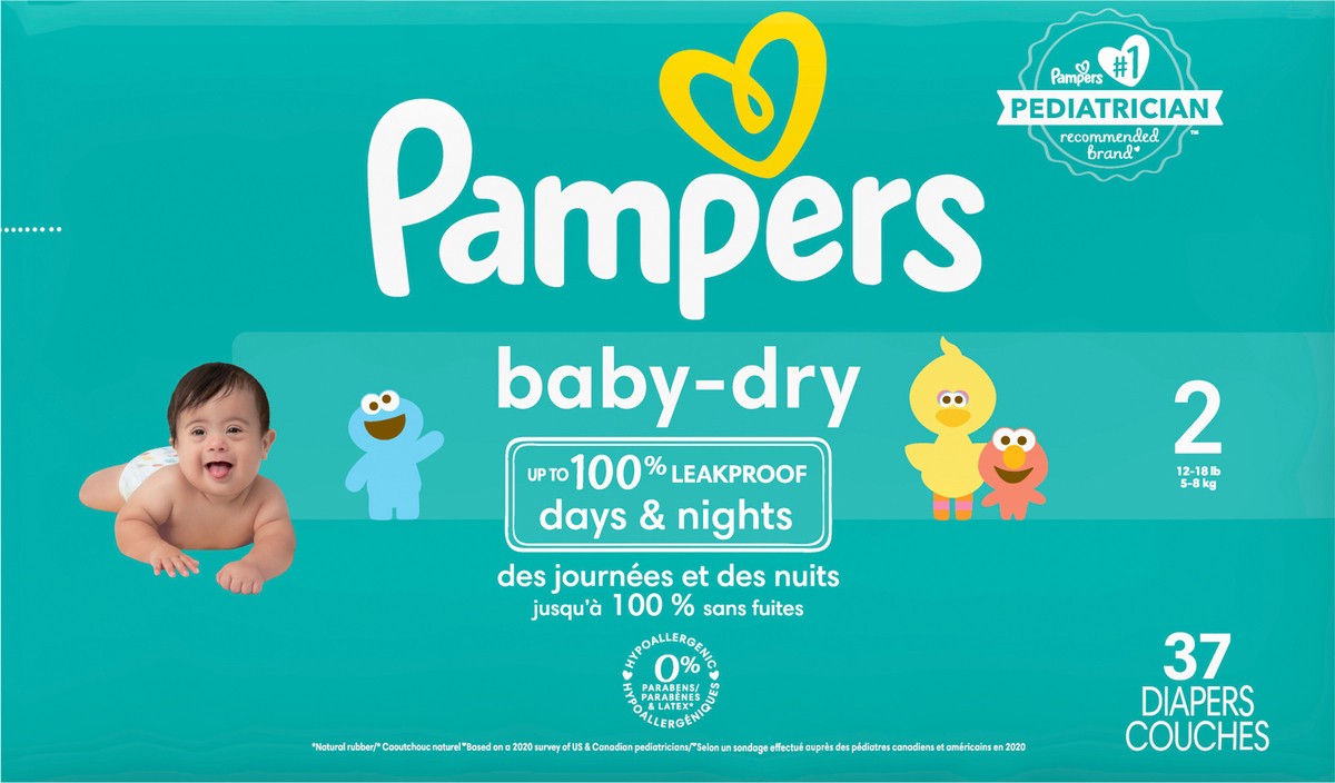 slide 8 of 9, Pampers Baby Dry Diapers Size 2 37 Count, 37 ct