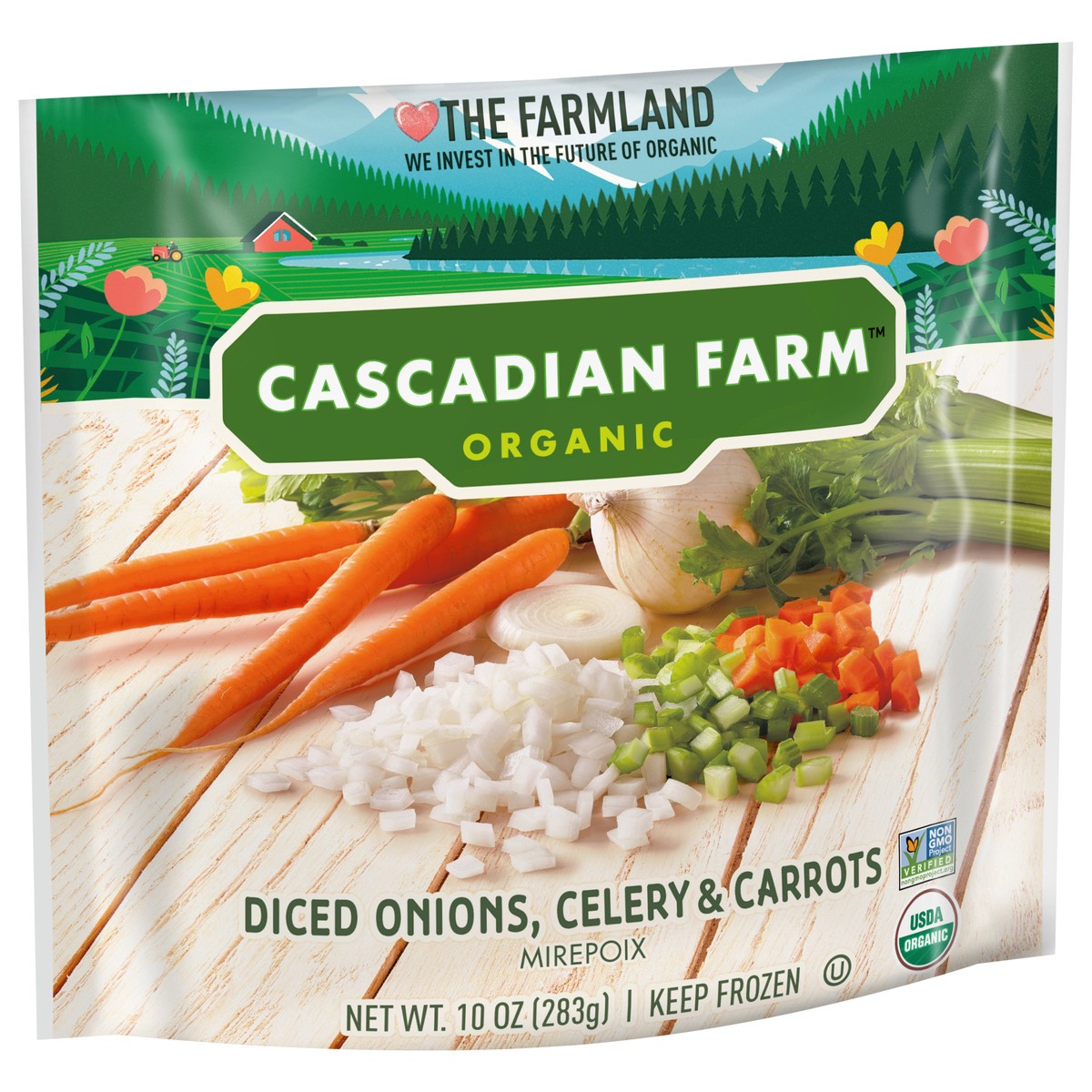 slide 13 of 14, Cascadian Farm Organic Frozen Mirepoix (Onions, Celery, Carrots), 10 oz, 10 oz