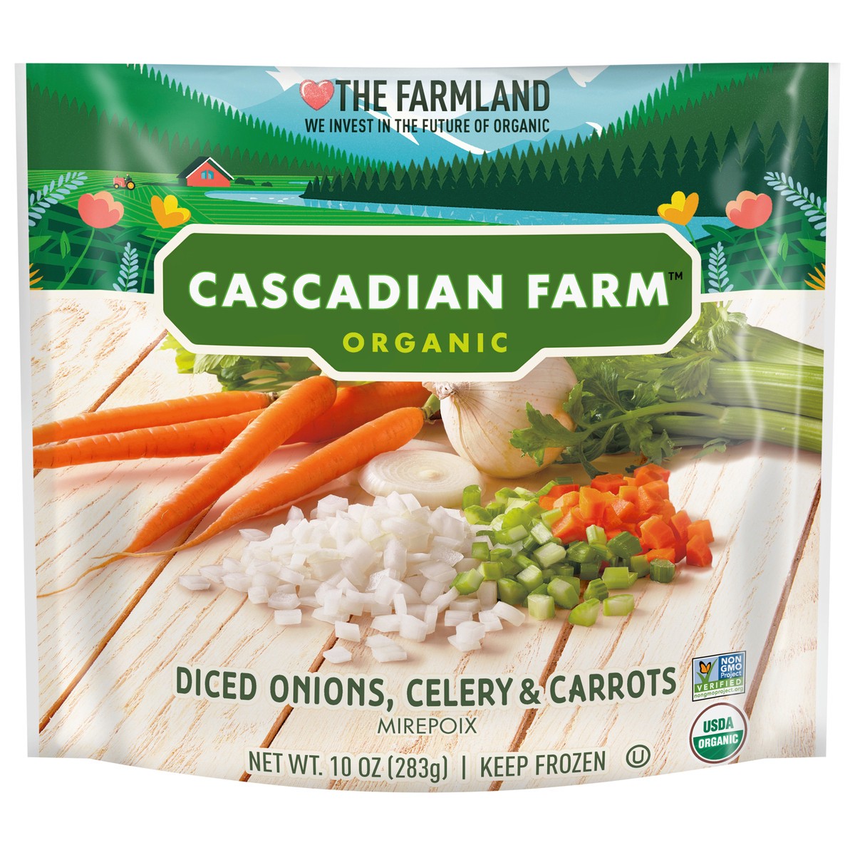 slide 7 of 14, Cascadian Farm Organic Frozen Mirepoix (Onions, Celery, Carrots), 10 oz, 10 oz