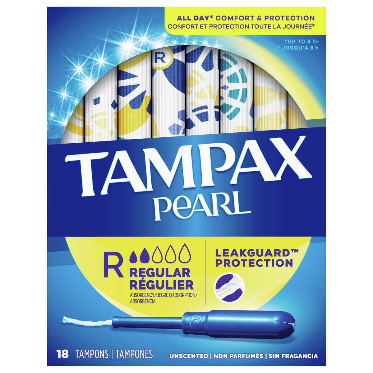 slide 1 of 8, Tampax Pearl Tampons with LeakGuard Braid - Regular Absorbency - Unscented - 18ct, 18 ct