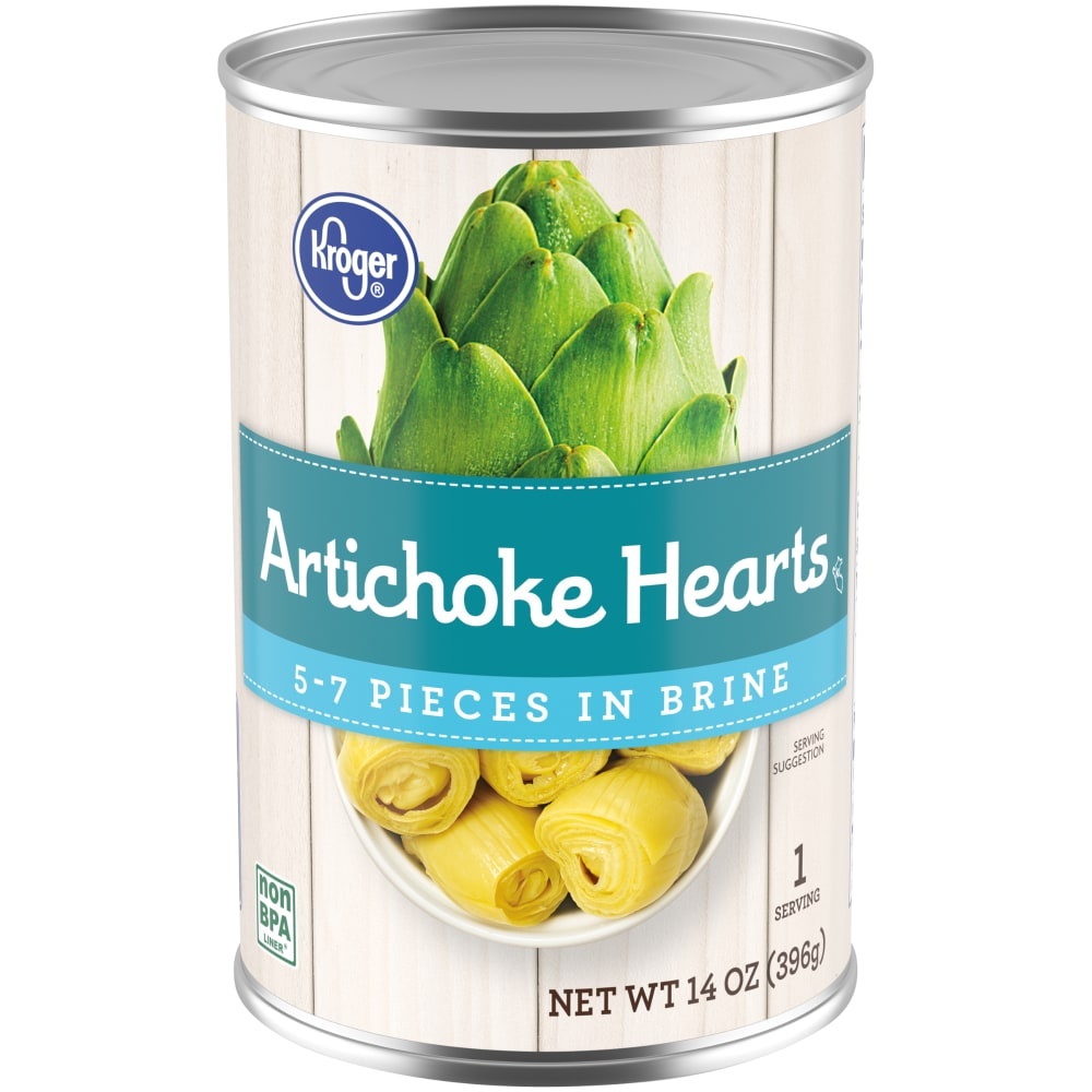 slide 1 of 1, Kroger Artichoke Heart Pieces In Brine, 14 oz