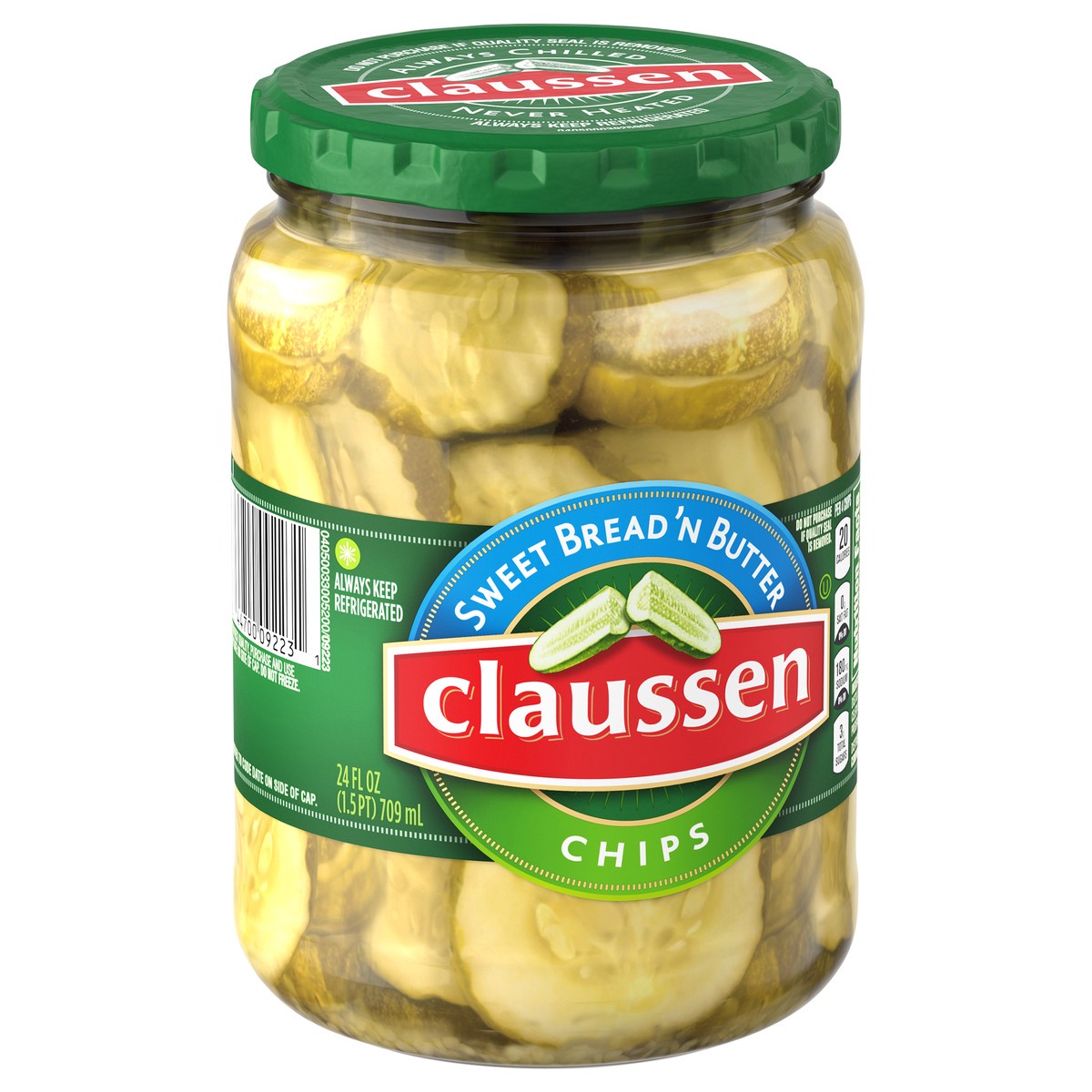 slide 3 of 9, Claussen Sweet Bread 'N Butter Pickle Chips, 24 fl. oz. Jar, 24 fl oz