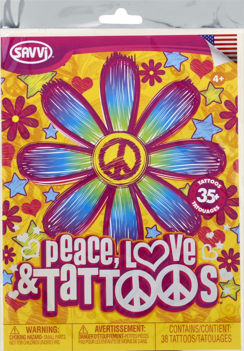 slide 2 of 2, SAVVi Tattoos, Peace, Love, 38 ct