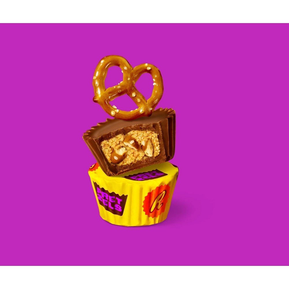 slide 4 of 5, REESE'S Miniatures Milk Chocolate Peanut Butter with Pretzels Cups Candy, Gluten Free, Individually Wrapped, 9.9 oz, Share Pack, 9.9 oz