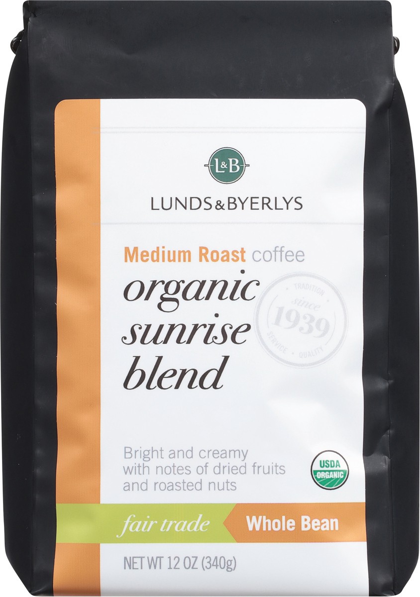 slide 2 of 9, Lunds & Byerlys Medium Roast Whole Bean Organic Sunrise Blend Coffee - 12 oz, 12 oz