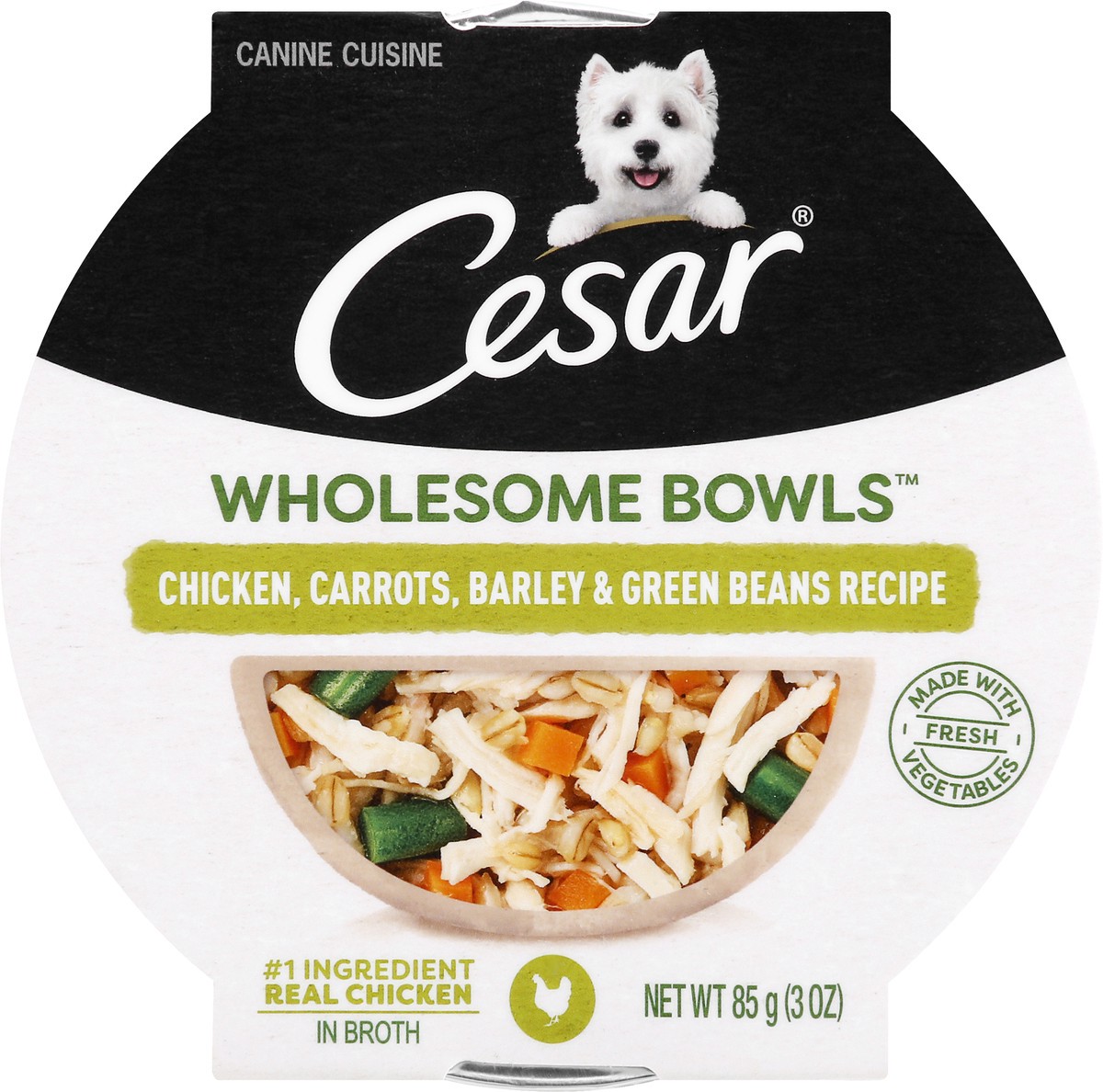 slide 1 of 1, Cesar Wholesome Bowls Chicken, Carrots, Barley & Green Beans Recipe Canine Cuisine 6 oz, 6 oz