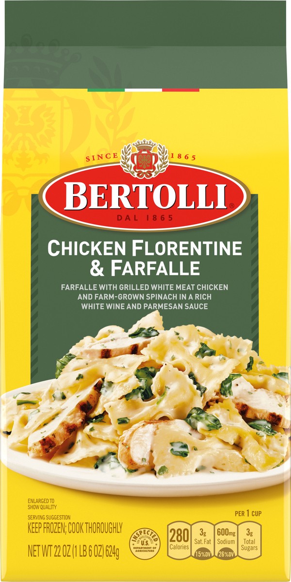 slide 3 of 12, Bertolli Chicken Florentine & Farfalle 22 oz, 22 oz