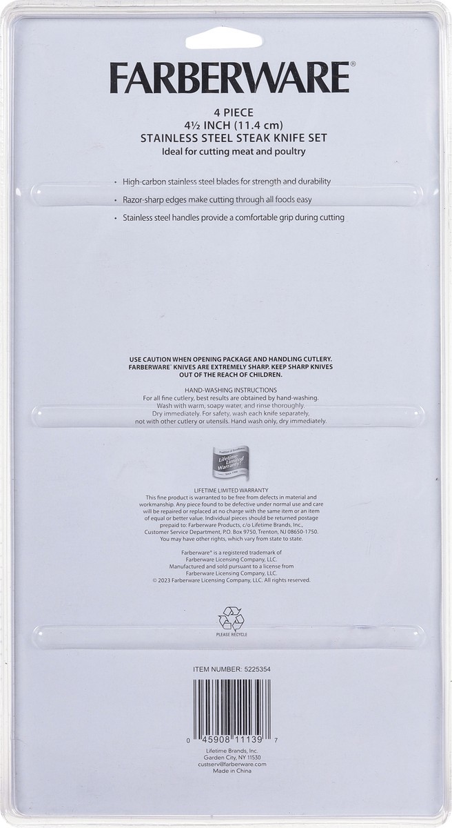 slide 6 of 9, Farberware Stainless Steel Steak Knife Set 4 ea, 4 ct