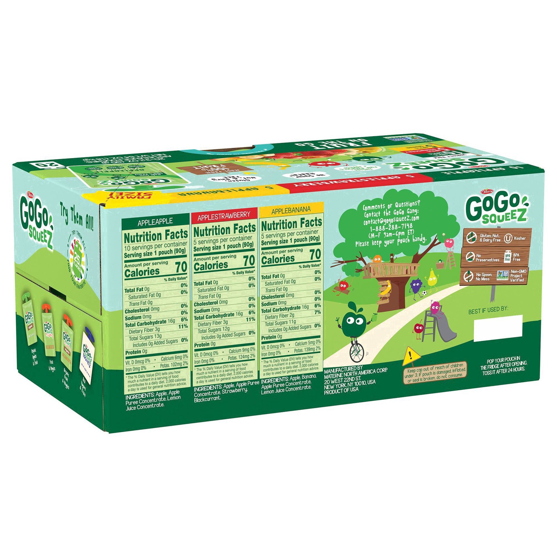 slide 28 of 52, GoGo squeeZ Family Size Variety Pack Fruit on the Go Applesauce 20 - 3.2 oz Pouches, 20 ct