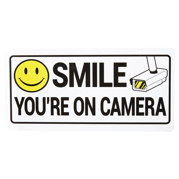 slide 1 of 1, Hillman Smile You're on Camera Sign, 5'' x 10, 1 ct