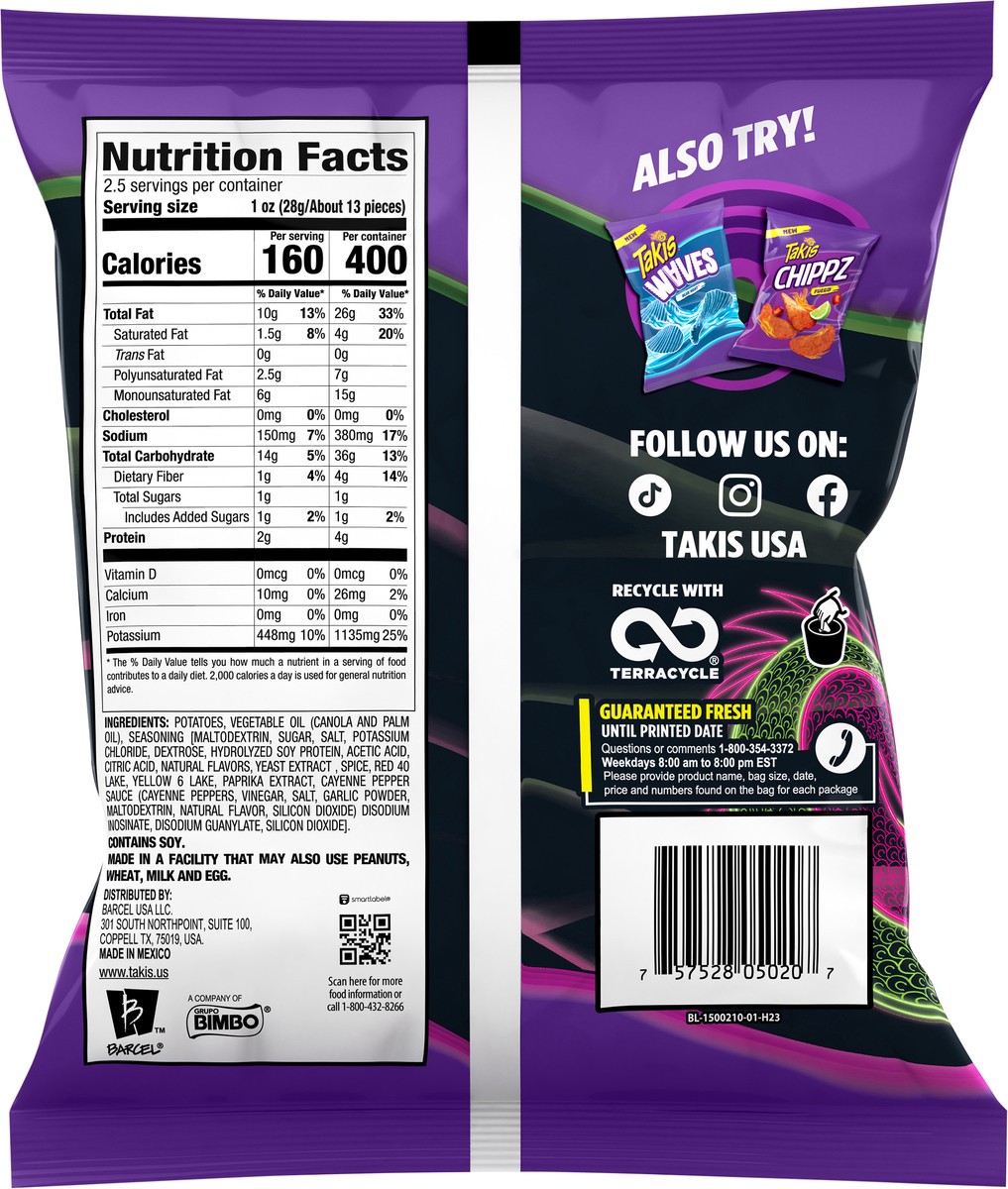 slide 11 of 13, Takis Dragon Sweet Chili Waves 2.5 oz Snack Size Bag, Spicy Sweet Chili Pepper Flavored Hot Tangy Wavy Potato Chips, 2.5 oz
