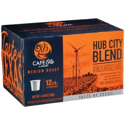Cafe Ole by H-E-B Hub City Blend Medium Roast Single Serve Coffee Cups - 12 ct