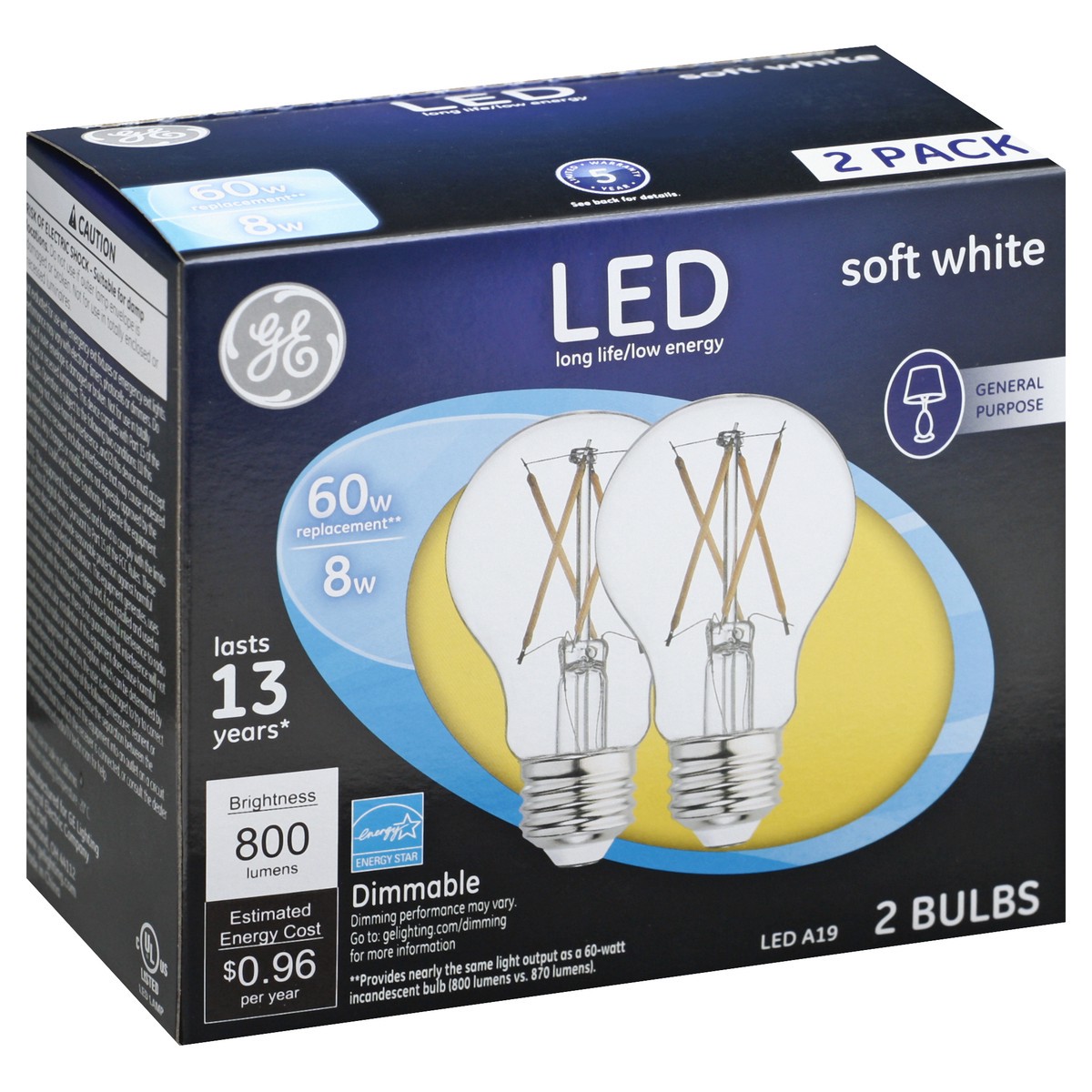 slide 6 of 8, GE Light Bulb 2 ea, 2 ct