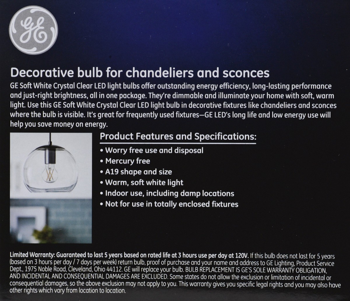 slide 7 of 8, GE Light Bulb 2 ea, 2 ct