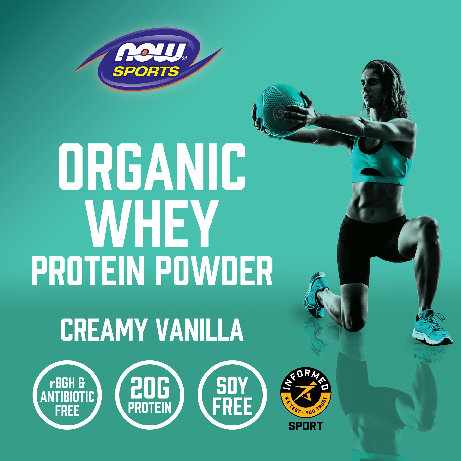 slide 4 of 5, NOW Sports Whey Protein, Organic Creamy Vanilla Powder – 1.2 lbs., 1 lb