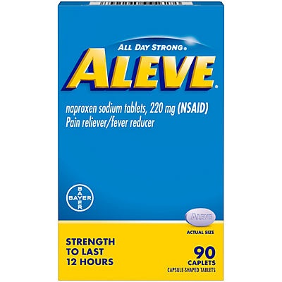 slide 1 of 1, Aleve Pain Reliever/Fever Reducer Naproxen 220mg Caplets, 90 ct
