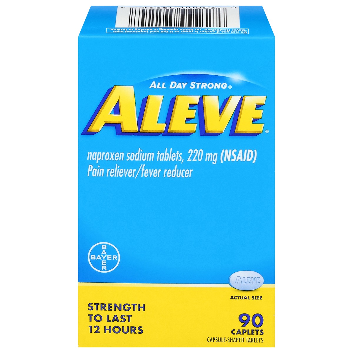 slide 1 of 1, Aleve Pain Reliever/Fever Reducer 90 Caplets, 90 ct