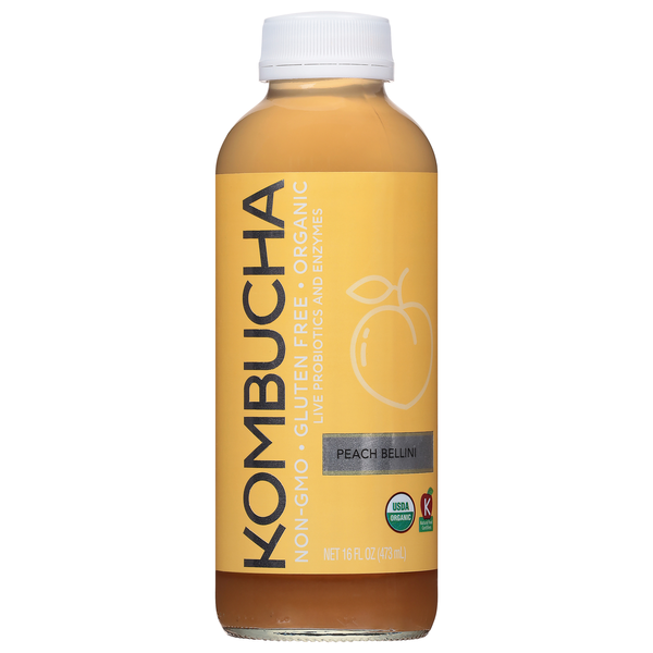 slide 1 of 1, Hy-Vee Peach Bellini Kombucha - 16 fl oz, 16 fl oz