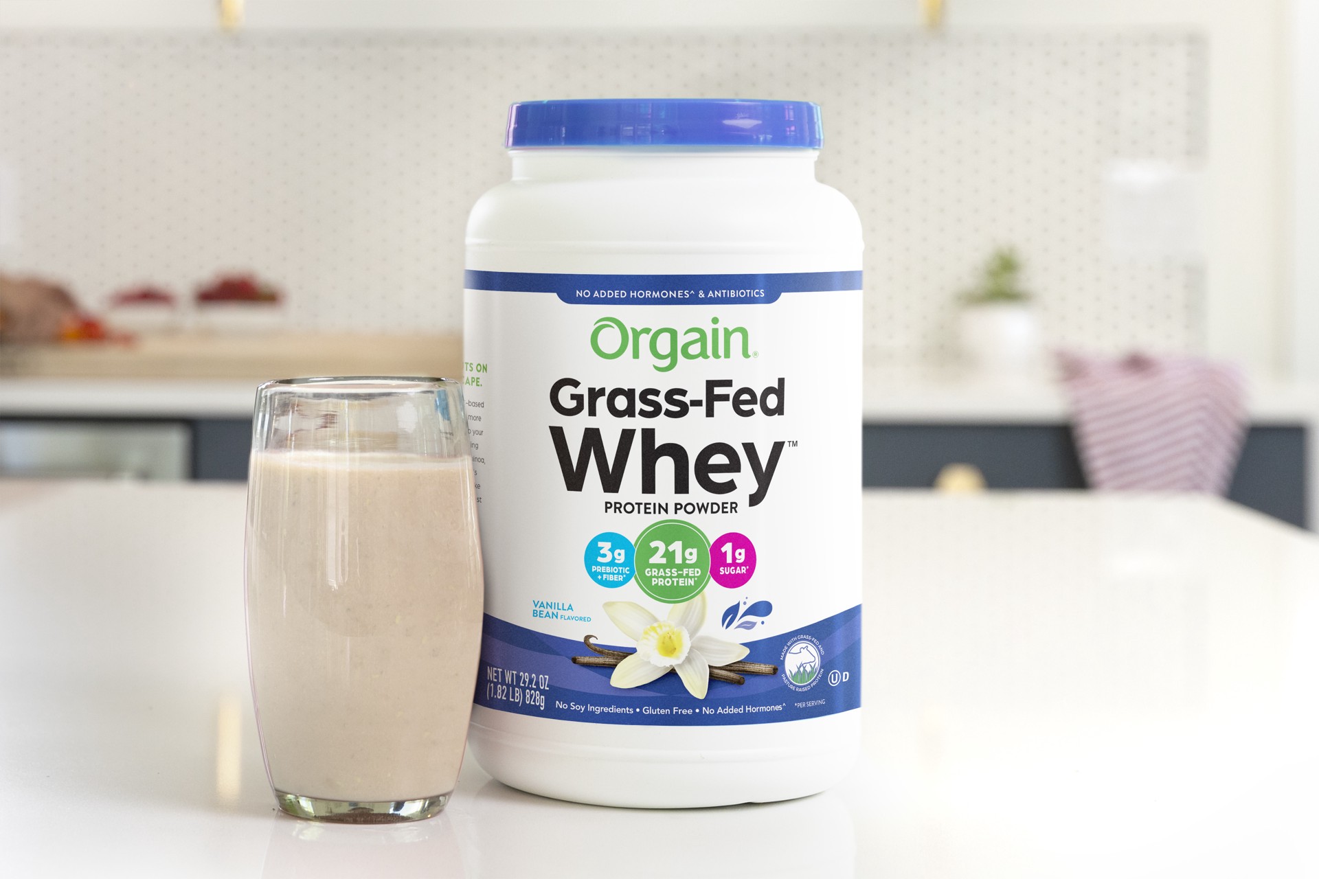 slide 2 of 6, Orgain Grass Fed 21g Whey Protein Powder- Pasture Raised, Non-GMO, Vanilla 1.82lb, 29.2 oz