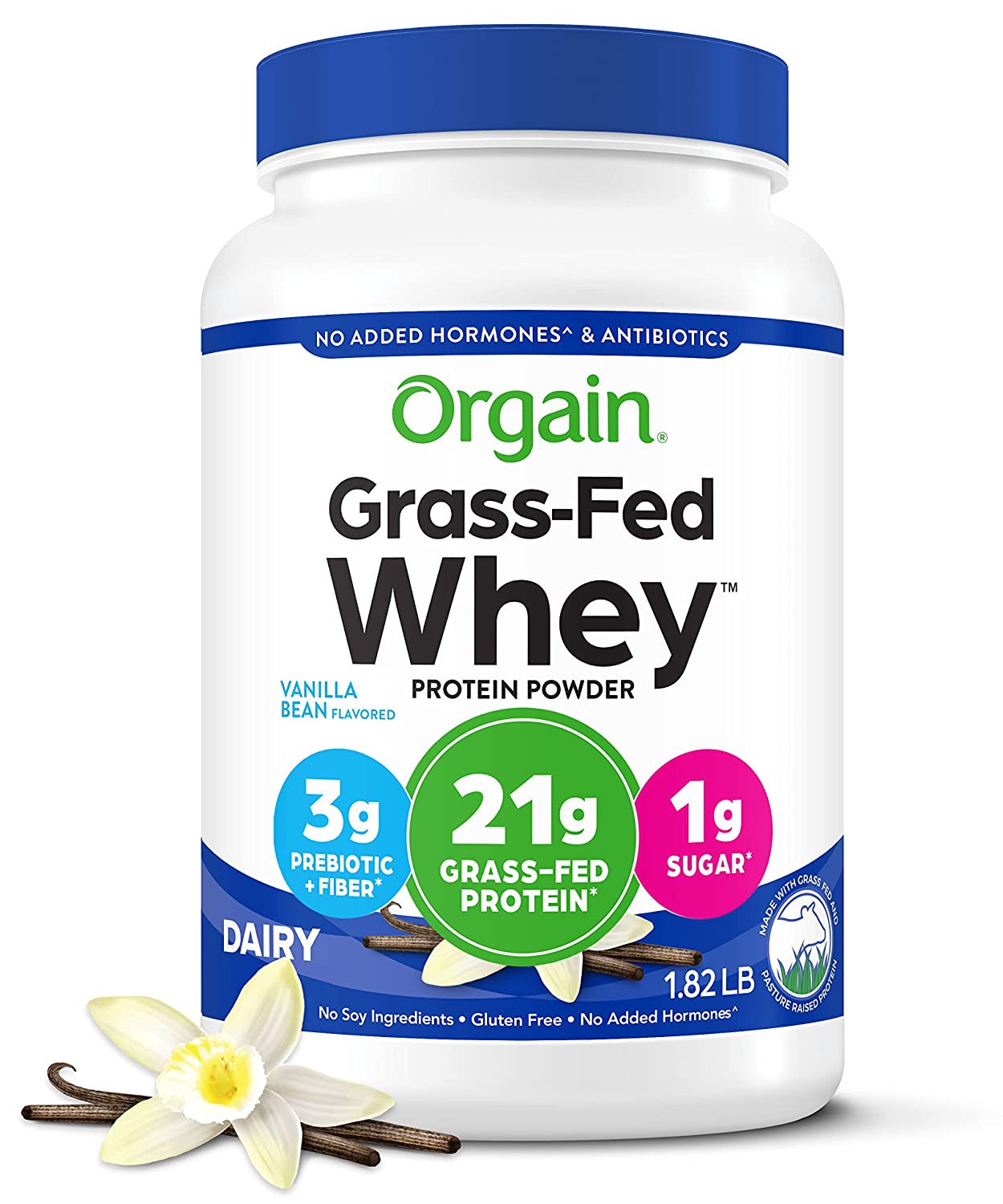 slide 1 of 6, Orgain Grass Fed 21g Whey Protein Powder- Pasture Raised, Non-GMO, Vanilla 1.82lb, 29.2 oz