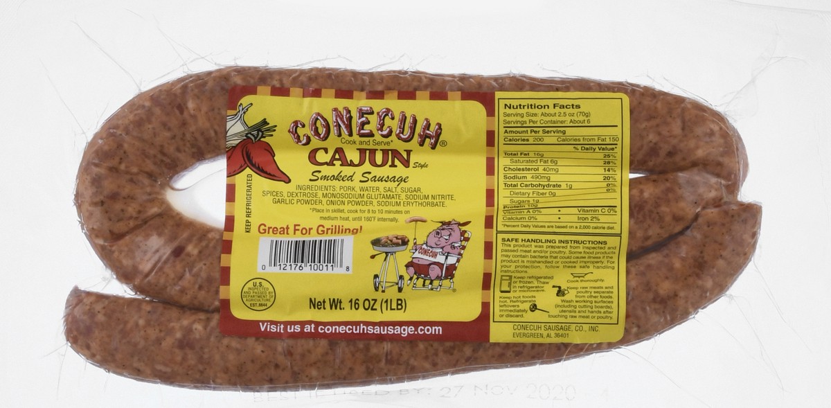 slide 3 of 13, Conecuh Cajun Smoked Sausage, 16 oz