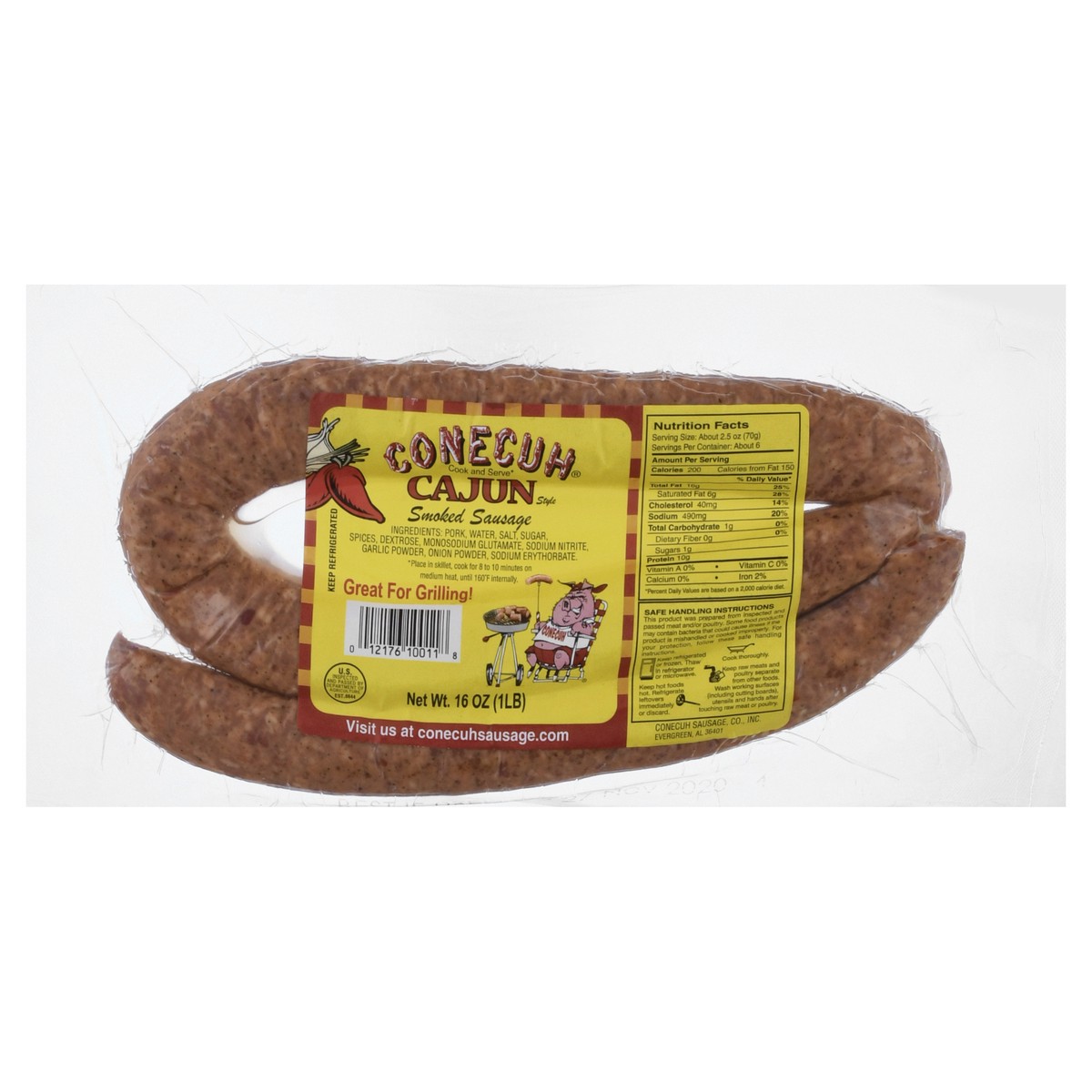 slide 6 of 13, Conecuh Cajun Smoked Sausage, 16 oz